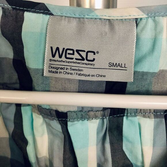 WESC/ Turquoise, Black, Grey, White Plaid Dress/ Sz S‎ - Picture 4 of 5